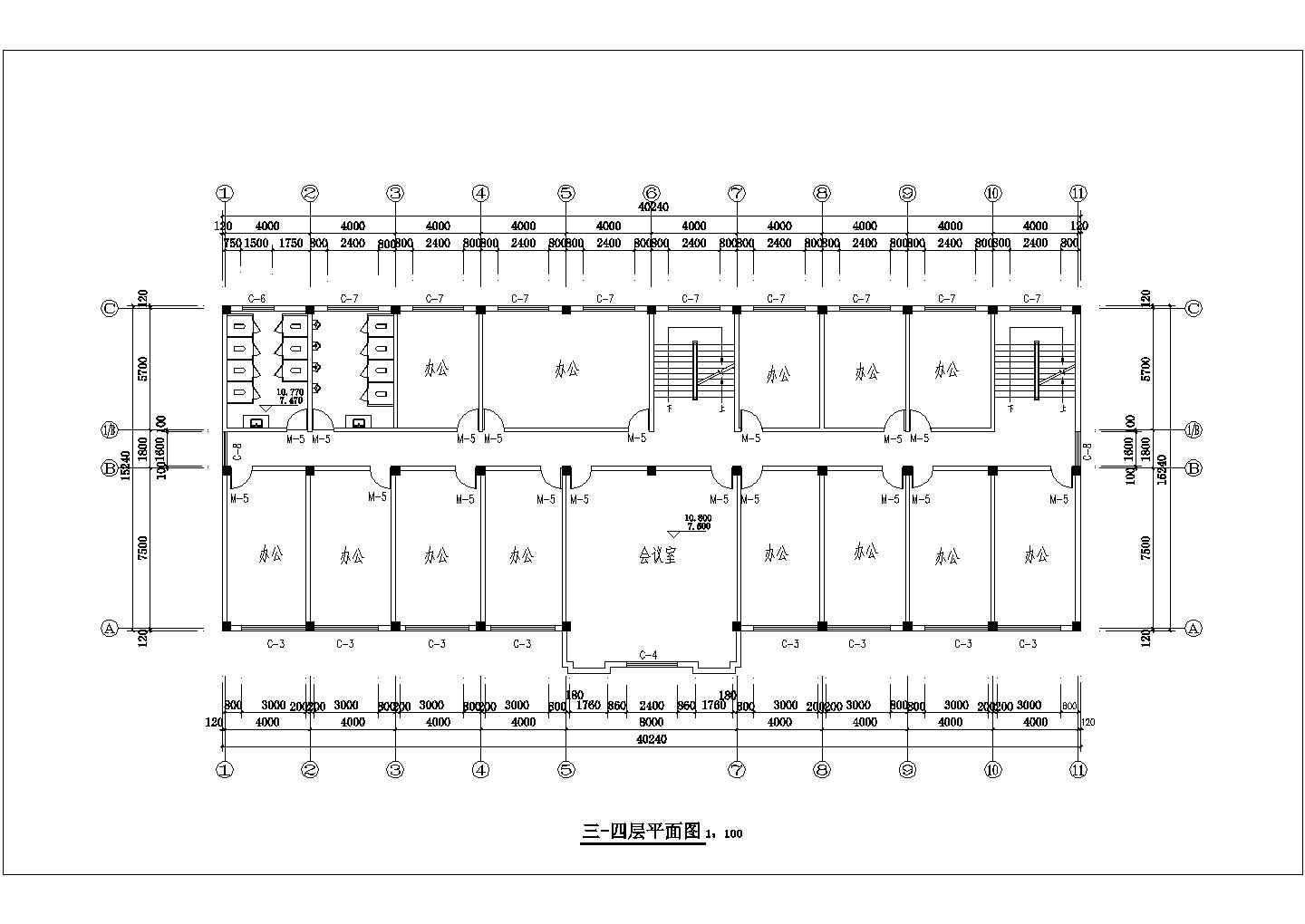 南京某工厂3100平米五层砖混结构办公楼全套建筑设计CAD图纸