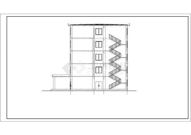 杭州某建筑公司4000平米五层框架结构办公楼平立剖面设计CAD图纸-图二