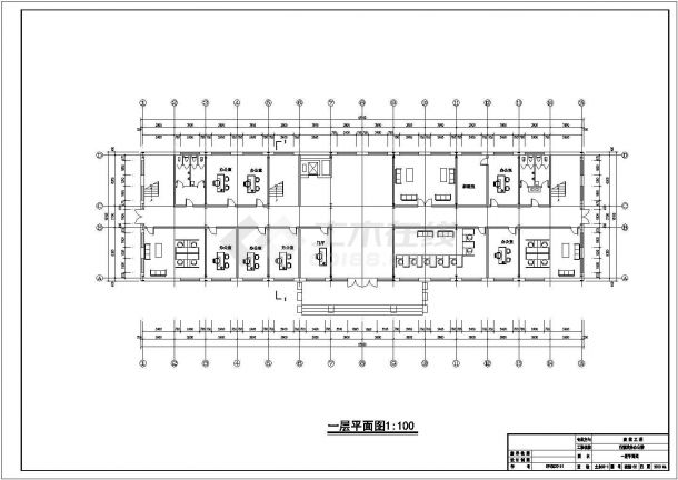 沈阳某大学4300平米五层框架结构办公楼建筑设计CAD图纸-图二