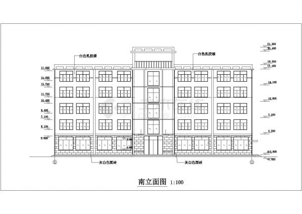 扬州市某公司3100平米五层框架结构办公楼建筑设计CAD图纸-图一