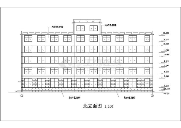 扬州市某公司3100平米五层框架结构办公楼建筑设计CAD图纸-图二