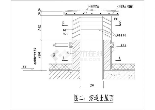 上海市长宁区某小区多栋住宅楼内部排烟通道截面设计CAD图纸-图二