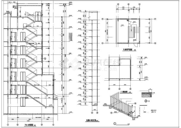某高层住宅楼楼梯电梯设计cad施工详图（大院设计）-图一
