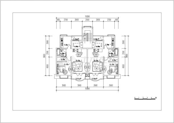 某地复式房型平面设计CAD图纸-图二