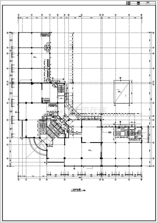  地下1地上30层高层商业办公综合楼建筑设计方案CAD图纸（长72米 宽66米）-图一