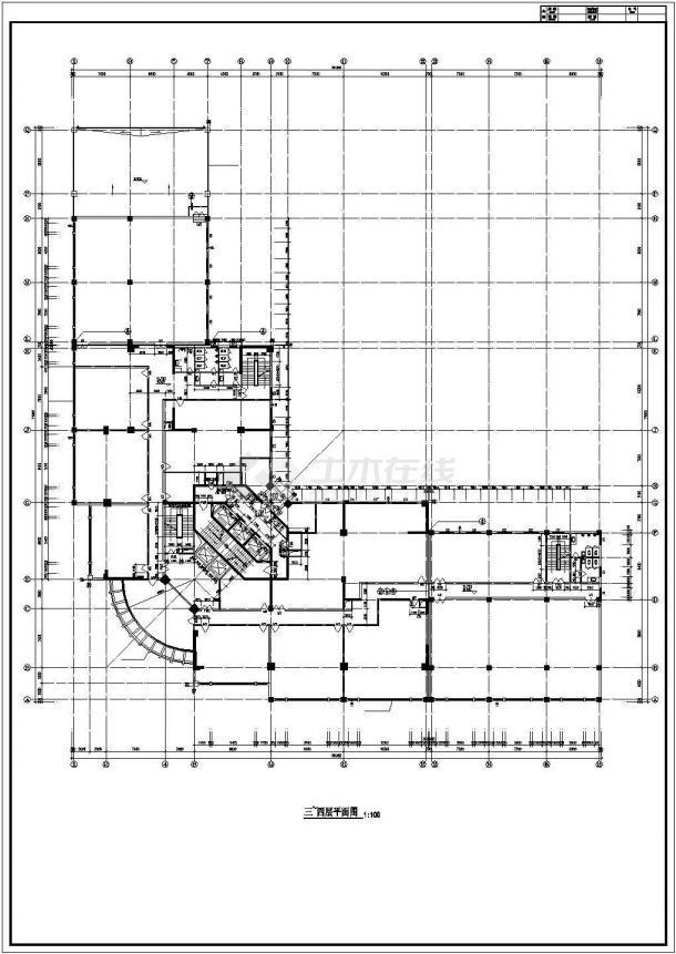  地下1地上30层高层商业办公综合楼建筑设计方案CAD图纸（长72米 宽66米）-图二