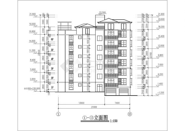 成都市蜀澜阁小区6层砖混结构住宅楼建筑设计CAD图纸（含夹层）-图一