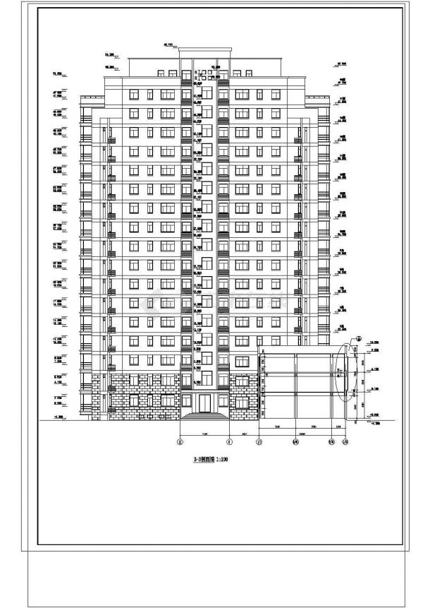 十七层住宅楼施工cad图，共二十三张-图二