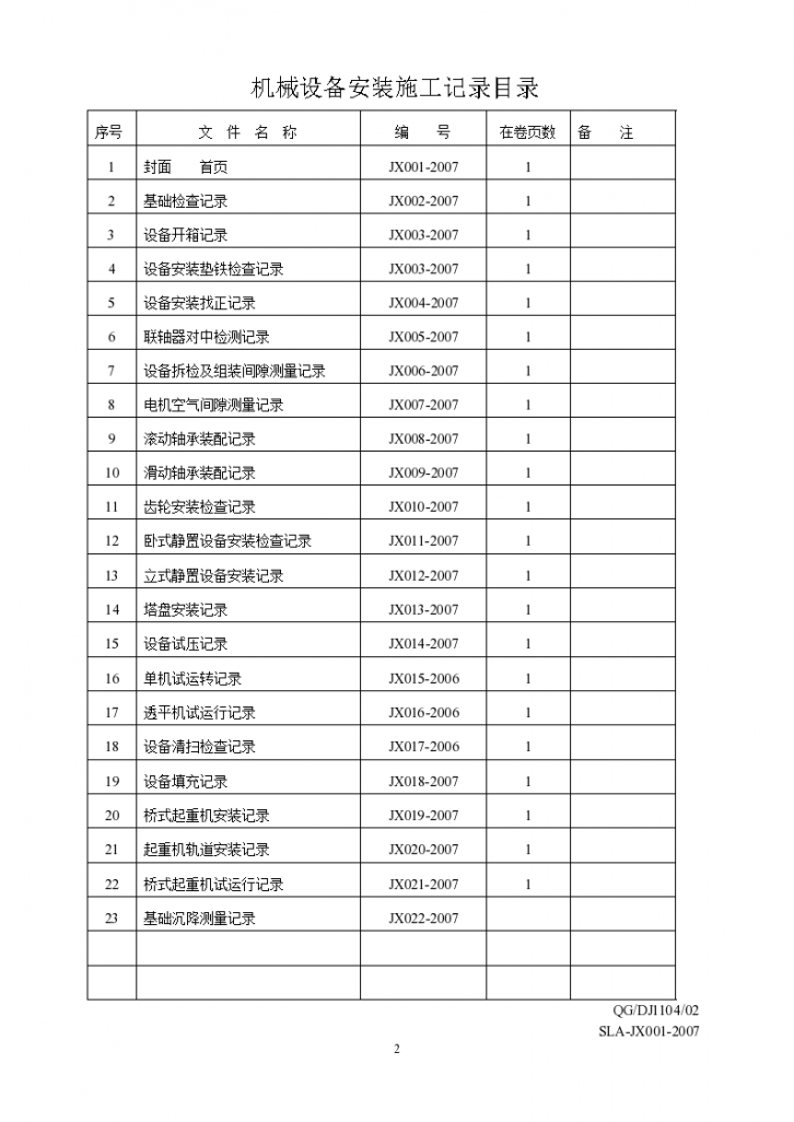 某设备安装施工记录表格-图二