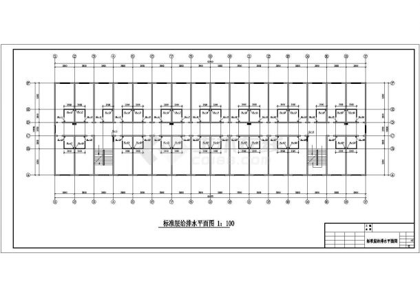 长90米 宽20.2米 6层宿舍楼给排水设计图-图二
