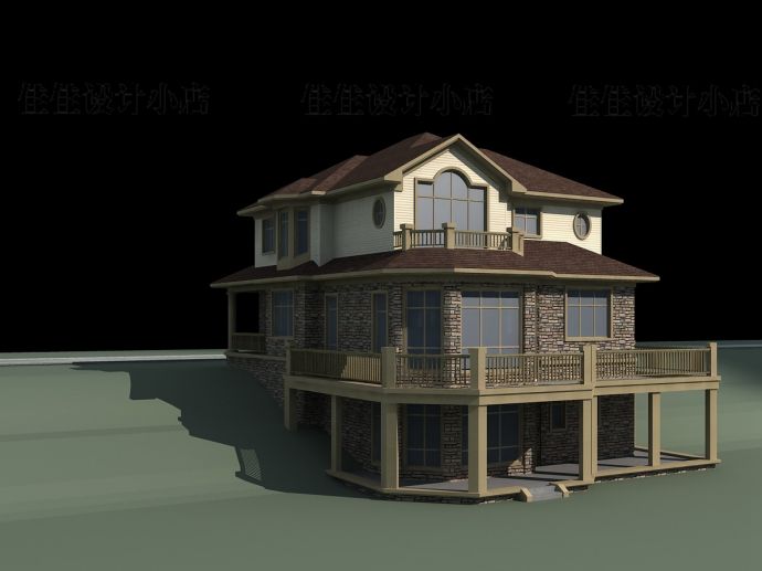 某三层框架结构新农村独栋别墅设计cad详细建筑施工图（含设计说明，含效果图）_图1