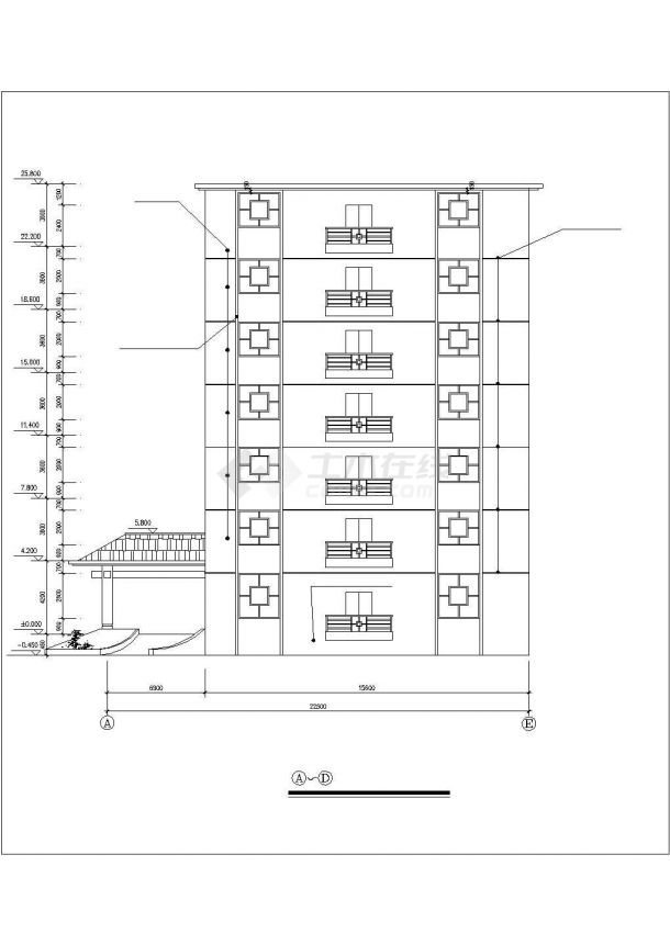 广州某企业单位5600平米7层框架结构行政办公楼建筑设计CAD图纸-图二