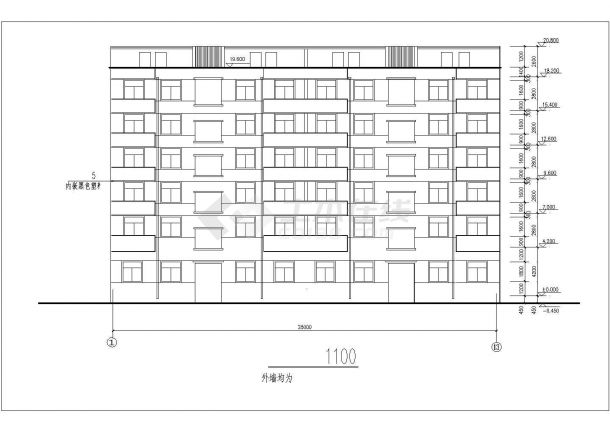 宿迁市某拆迁安置小区6+1层砖混结构住宅楼建筑设计CAD图纸-图二