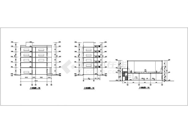 南京某中学3900平米五层框架结构教学楼平立剖面设计CAD图纸-图二