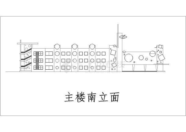 常州市某实验小学1600平米3层框架结构教学楼平立剖面设计CAD图纸-图一