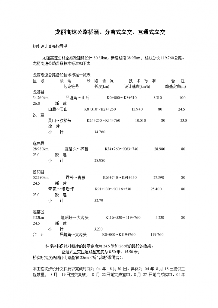 龙丽高速公路桥涵分离式立交互通式立交设计指导书方案-图一