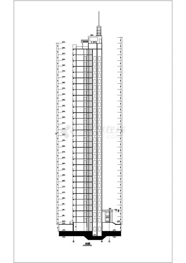 某小区大型33层框架结构住宅楼平立剖面设计CAD图纸（1层4户）-图一