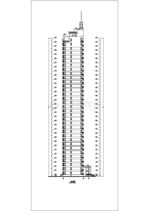 某小区大型33层框架结构住宅楼平立剖面设计CAD图纸（1层4户）-图二