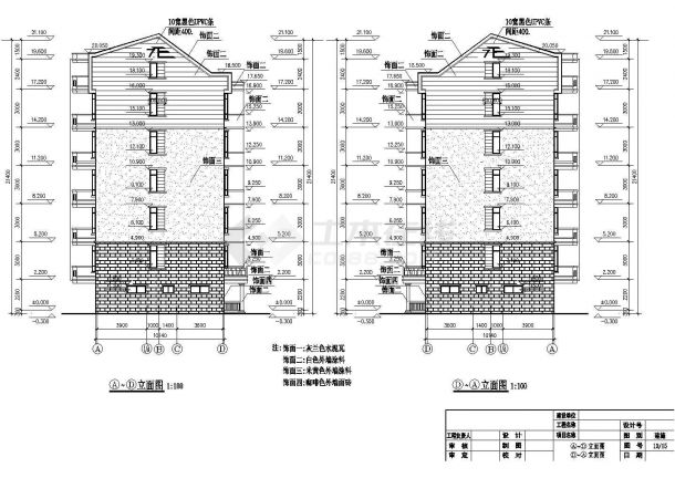 威海市武阳花园小区3360平6层砖混结构住宅楼建筑设计CAD图纸（含跃层）-图二