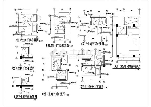 广州某小区6层框架结构临街商住楼建筑设计CAD图纸（1-2层商用）-图一