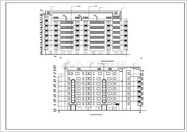 占地565平米8层框架结构住宅楼建筑设计CAD图纸（含跃层）-图一