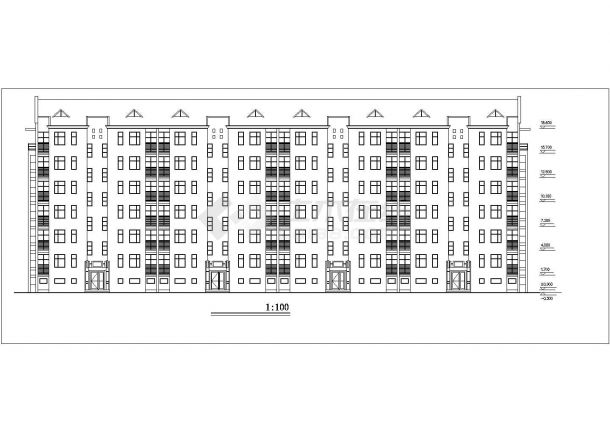 4100平米8层框架结构住宅楼平立剖面设计CAD图纸（含阁楼/底层车库）-图一