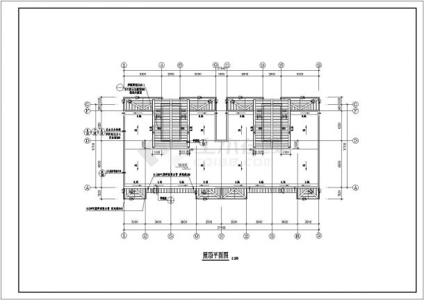 商丘市兴贤花园小区2100平米6层砖混结构住宅楼建筑设计CAD图纸-图一