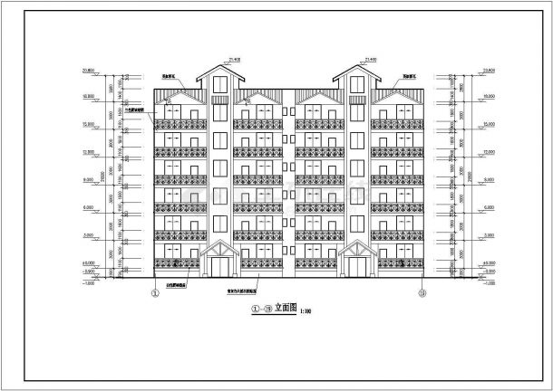 商丘市兴贤花园小区2100平米6层砖混结构住宅楼建筑设计CAD图纸-图二