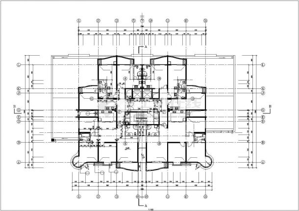 常州市钟楼区某临街18+1层框剪结构商住楼建筑设计CAD图纸（1-2层商用）-图二