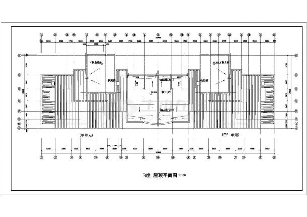 上海某小区28+25层双段组合式框架结构住宅楼全套平面设计CAD图纸-图一