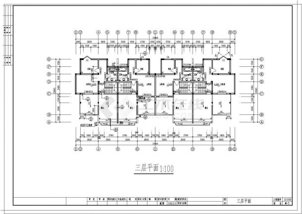 杭州某1000㎡三层小区住宅建筑施工图纸（标注明细），12张图纸-图一