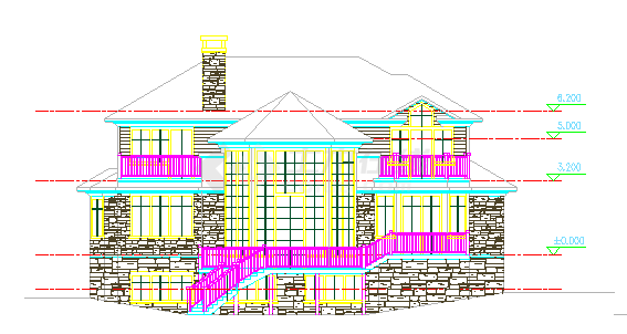 [新农村]2层半400平乡村别墅建筑cad设计施工图纸带效果图-图一