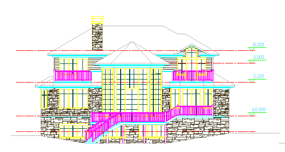 [新农村]2层半400平乡村别墅建筑cad设计施工图纸带效果图