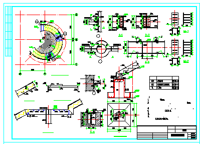 某钢结构旋转及V型楼梯施工设计cad详图