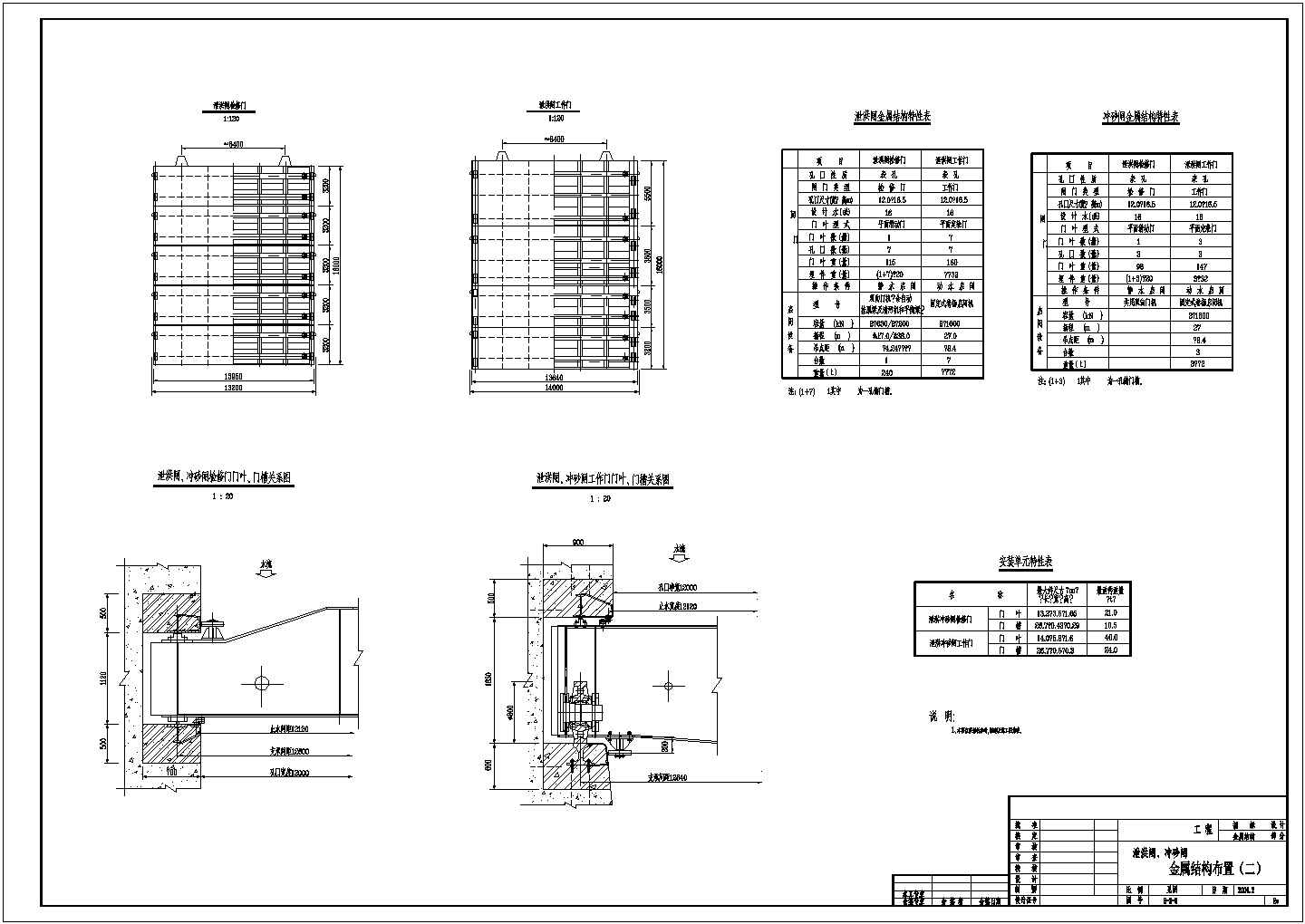 某地区水电站金属结构全套施工设计cad图纸（含金属结构布置图）
