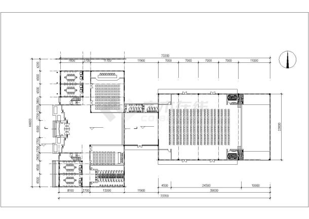 成都某酒店1600平米3层框架结构会议中心平立剖面设计CAD图纸-图一