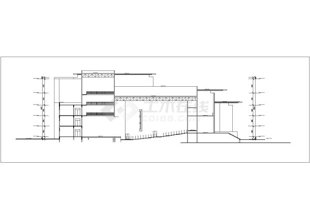 北京某大学3800平米五层框架结构活动中心平立剖面设计CAD图纸-图二