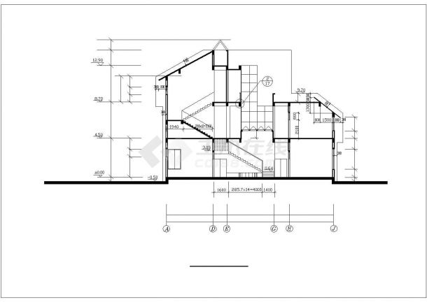 衢州市某小区1100平米3层框架结构活动会所建筑设计CAD图纸-图一