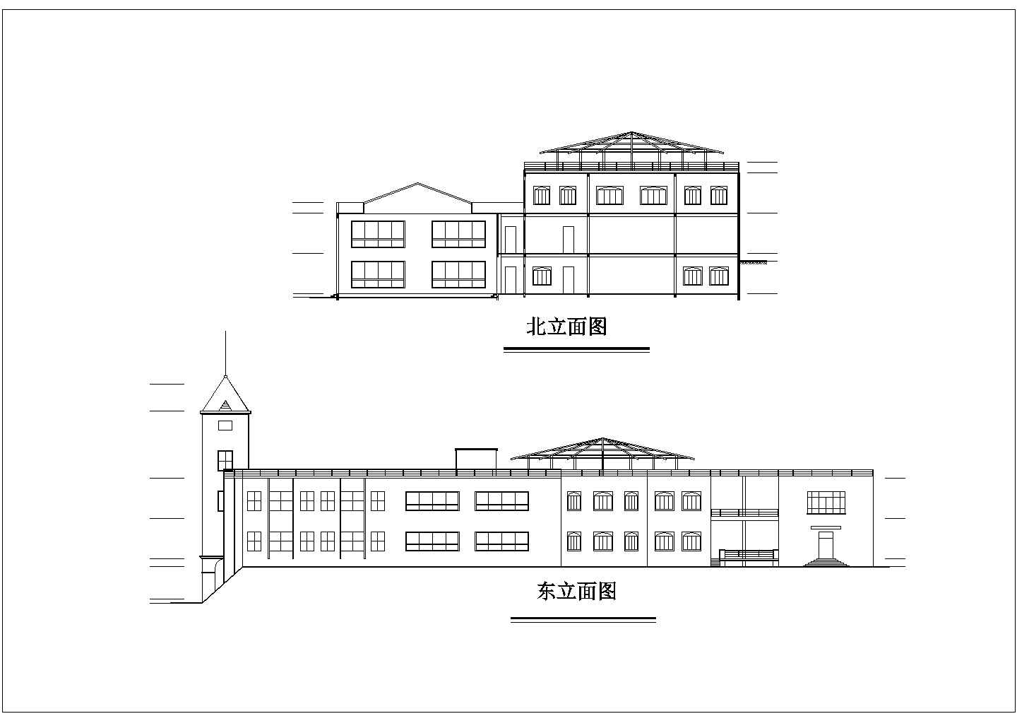 常州某商业街2200平米3层框架结构商业会所平立剖面设计CAD图纸