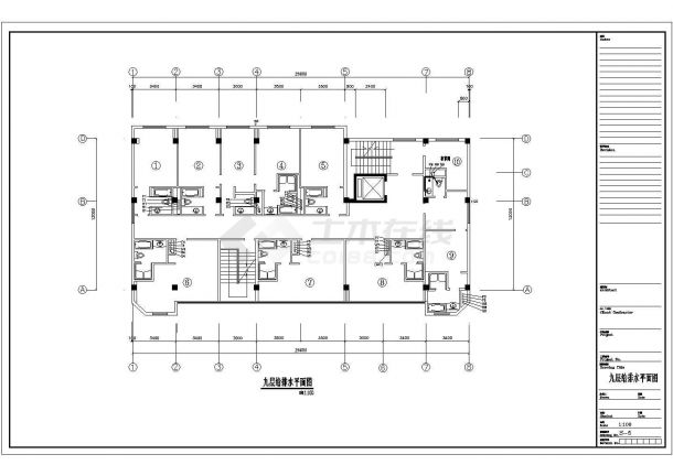 某酒店室内装饰工程设计9层给排水CAD完整节点构造平面图-图一
