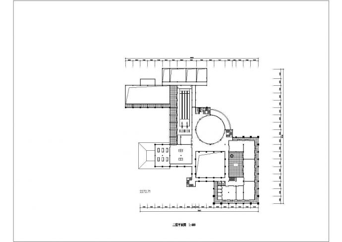 2400平米2层框架结构现代化休闲会所平立剖面设计CAD图纸_图1
