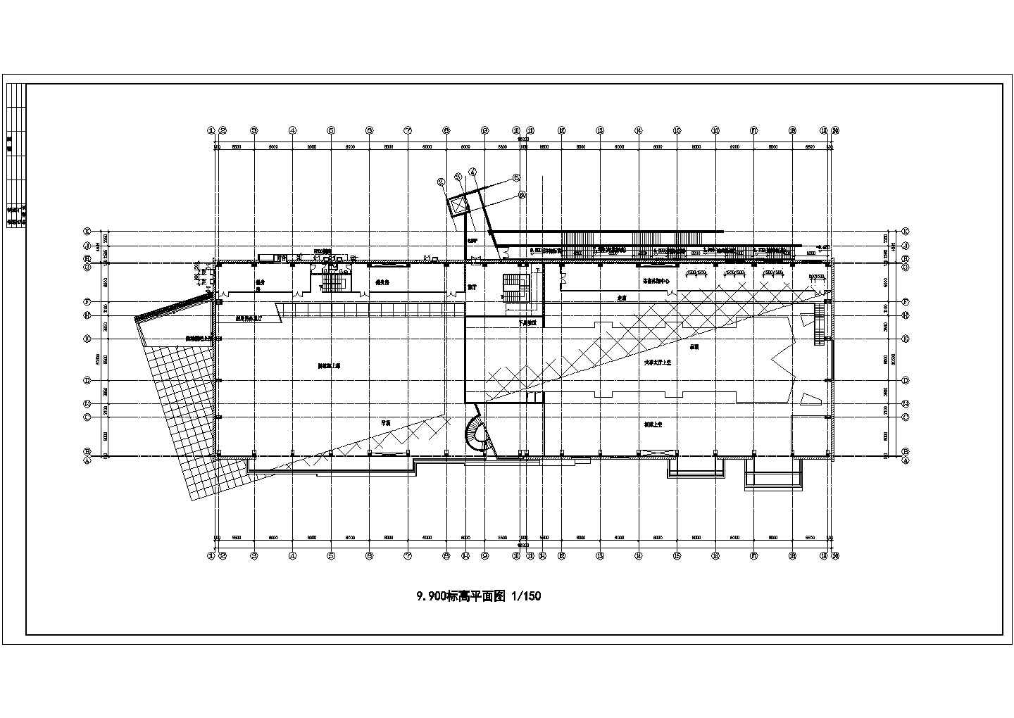 长沙市某3200平米3层钢框架结构体育会所建筑设计CAD图纸