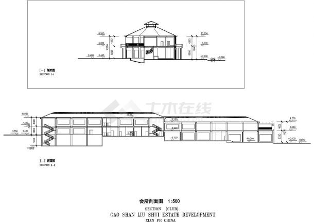 1950平米2层混合结构商业会所平立剖面设计CAD图纸（含地下室）-图一