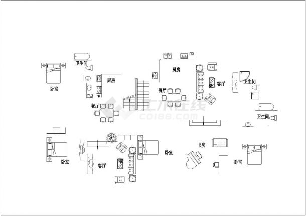 某徽派风格多层住宅小区规划设计cad建筑方案图-图二