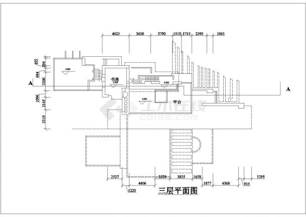 赖特流水别墅建筑施工图（CAD）-图二