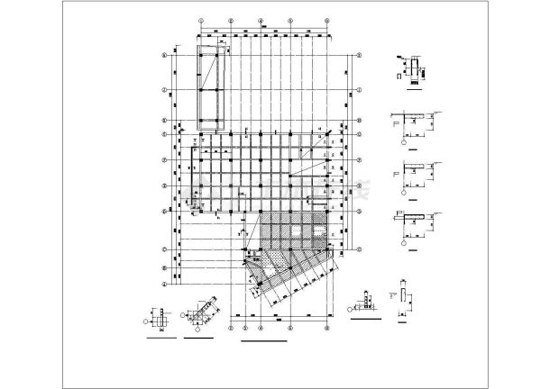 上海某职业学院3层框架结构学生食堂全套结构设计CAD图纸-图一