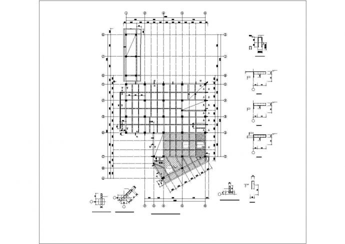 上海某职业学院3层框架结构学生食堂全套结构设计CAD图纸_图1