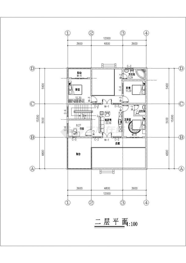青岛市万福花园小区3层砖混结构住宅楼建筑设计CAD图纸-图二