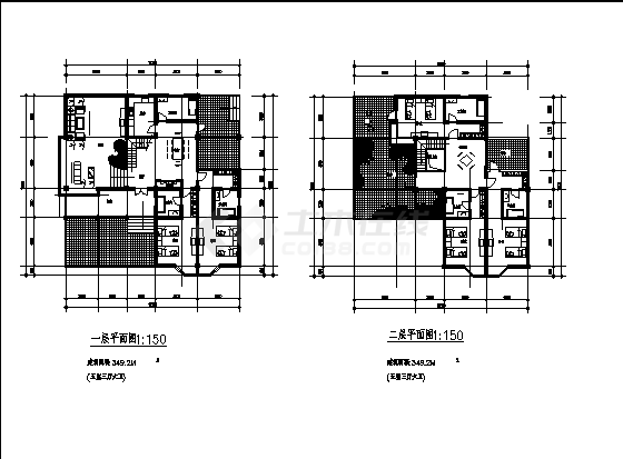 洋河某别墅式办公接待中心建筑设计施工cad图纸-图二