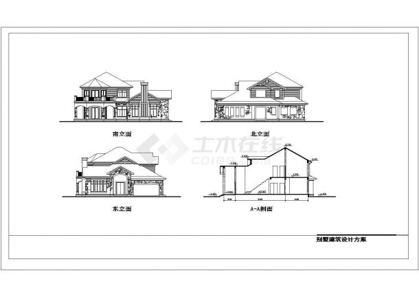 二层别墅建筑设计方案cad图纸-图二
